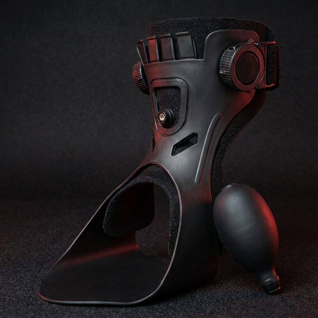 Adjustable Ankle Foot Orthosis Foot Drop Brace with Inflatable Air Cushion Unilateral Support Posture Correction Unisex AFO Brace for Rehabilitation Mobility Recovery Home Use