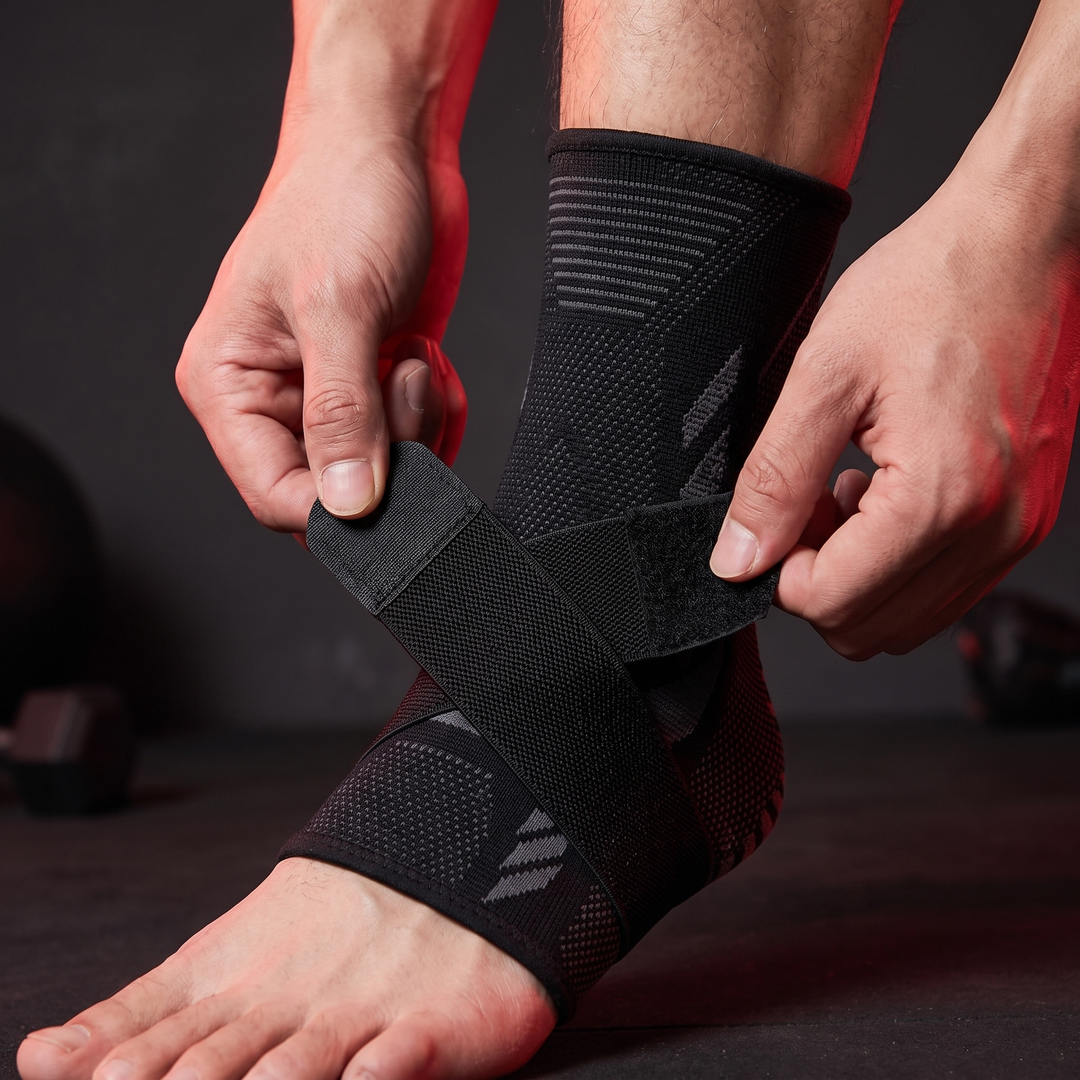 Adjustable Ankle Support Strap Compression Sleeve Knit Stretch Brace Joint Protector Sports Gym Injury Recovery Elastic Belt