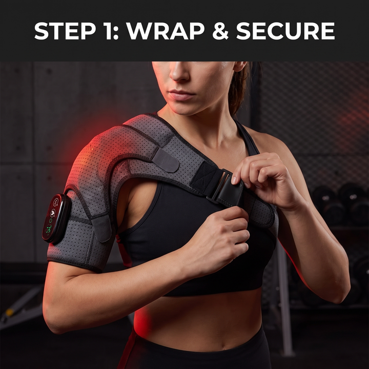 Adjustable Electric Heating Shoulder Massage Belt Shoulder Support Brace with LED Hot Compress Therapy Wrap for Shoulder Back Neck Pain Relief Recovery
