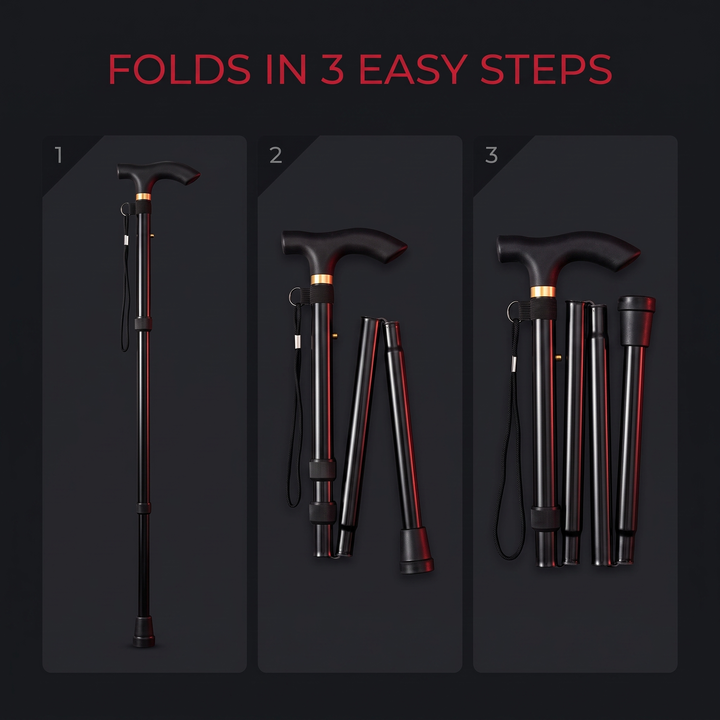 Adjustable Folding Walking Stick Telescopic Trekking Pole Lightweight Cane for Elderly Outdoor Hiking Mobility Support Home Use