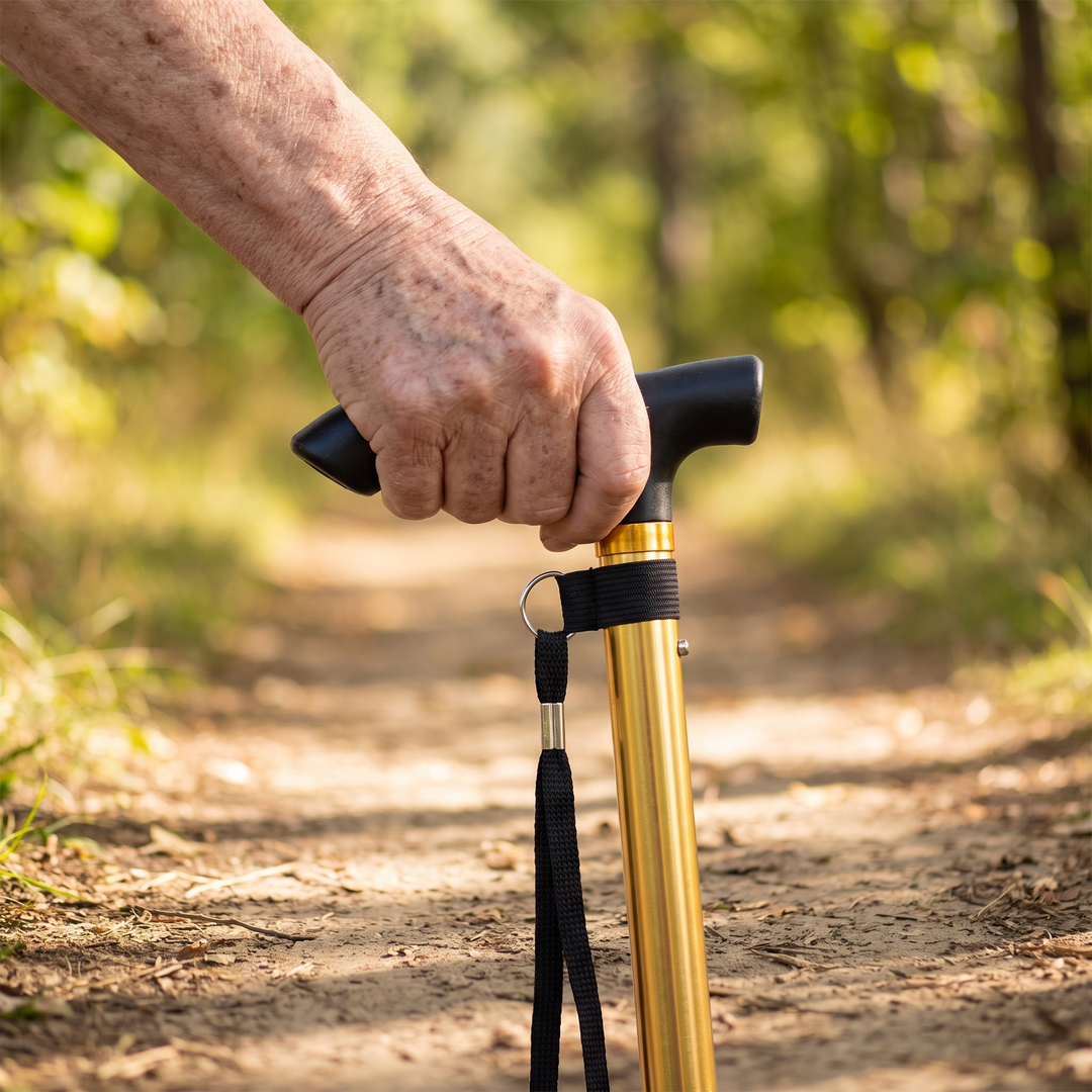 Adjustable Folding Walking Stick Telescopic Trekking Pole Lightweight Cane for Elderly Outdoor Hiking Mobility Support Home Use