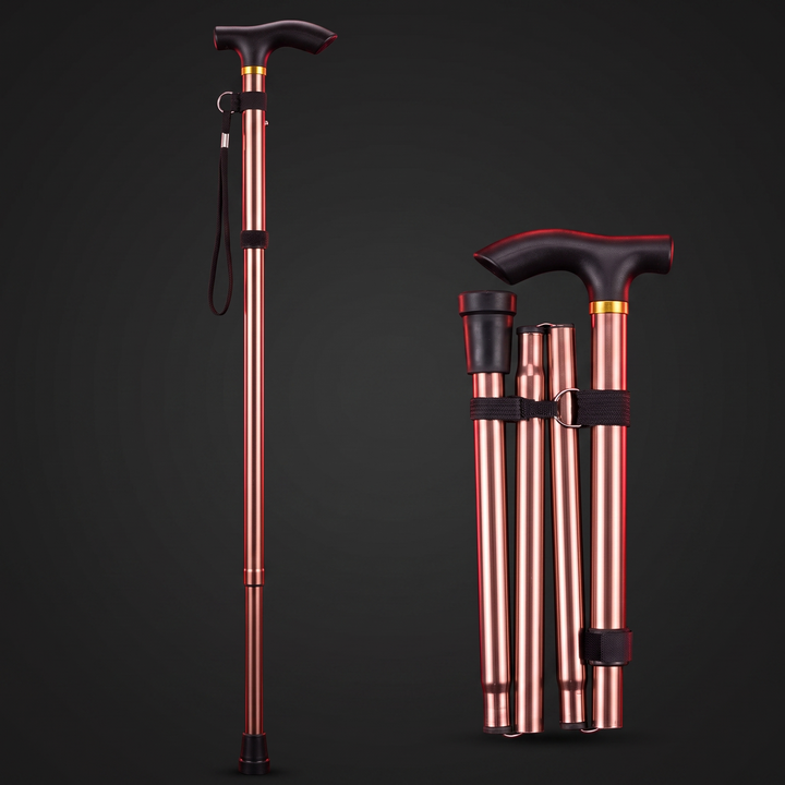 Adjustable Folding Walking Stick Telescopic Trekking Pole Lightweight Cane for Elderly Outdoor Hiking Mobility Support Home Use
