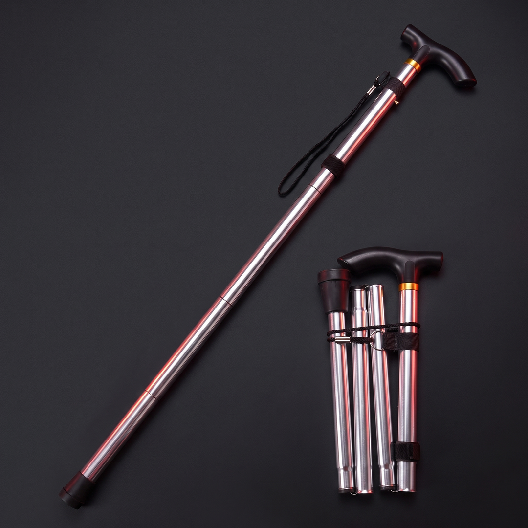 Adjustable Folding Walking Stick Telescopic Trekking Pole Lightweight Cane for Elderly Outdoor Hiking Mobility Support Home Use