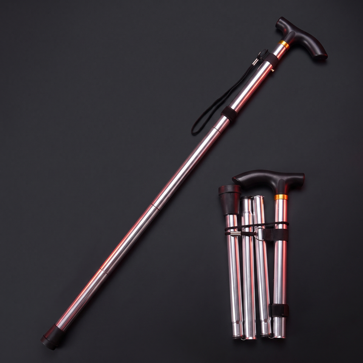 Adjustable Folding Walking Stick Telescopic Trekking Pole Lightweight Cane for Elderly Outdoor Hiking Mobility Support Home Use
