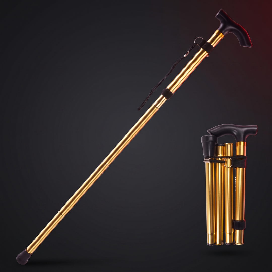 Adjustable Folding Walking Stick Telescopic Trekking Pole Lightweight Cane for Elderly Outdoor Hiking Mobility Support Home Use