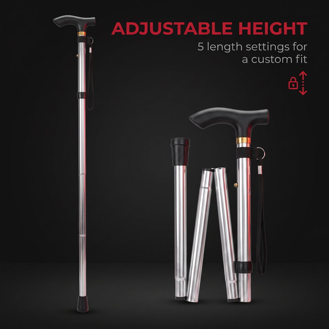 Adjustable Folding Walking Stick Telescopic Trekking Pole Lightweight Cane for Elderly Outdoor Hiking Mobility Support Home Use
