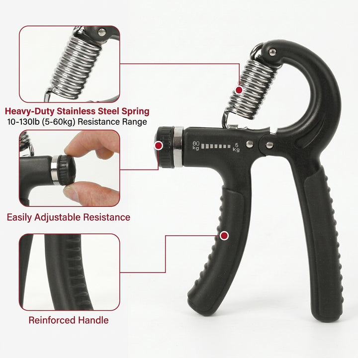 Adjustable Hand Grip Strengthener Forearm Finger Trainer Resistance Exercise Tool Rehabilitation Strength Home Gym Workout