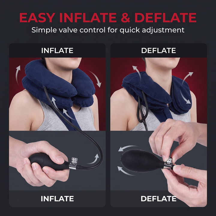 Adjustable Inflatable Cervical Neck Traction Device Air Pump Collar Neck Support Brace Spine Decompression Home Physiotherapy Rehabilitation