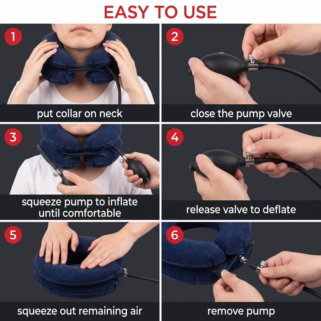 Adjustable Inflatable Cervical Neck Traction Device Air Pump Collar Neck Support Brace Spine Decompression Home Physiotherapy Rehabilitation