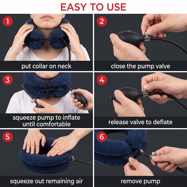 Adjustable Inflatable Cervical Neck Traction Device Air Pump Collar Neck Support Brace Spine Decompression Home Physiotherapy Rehabilitation