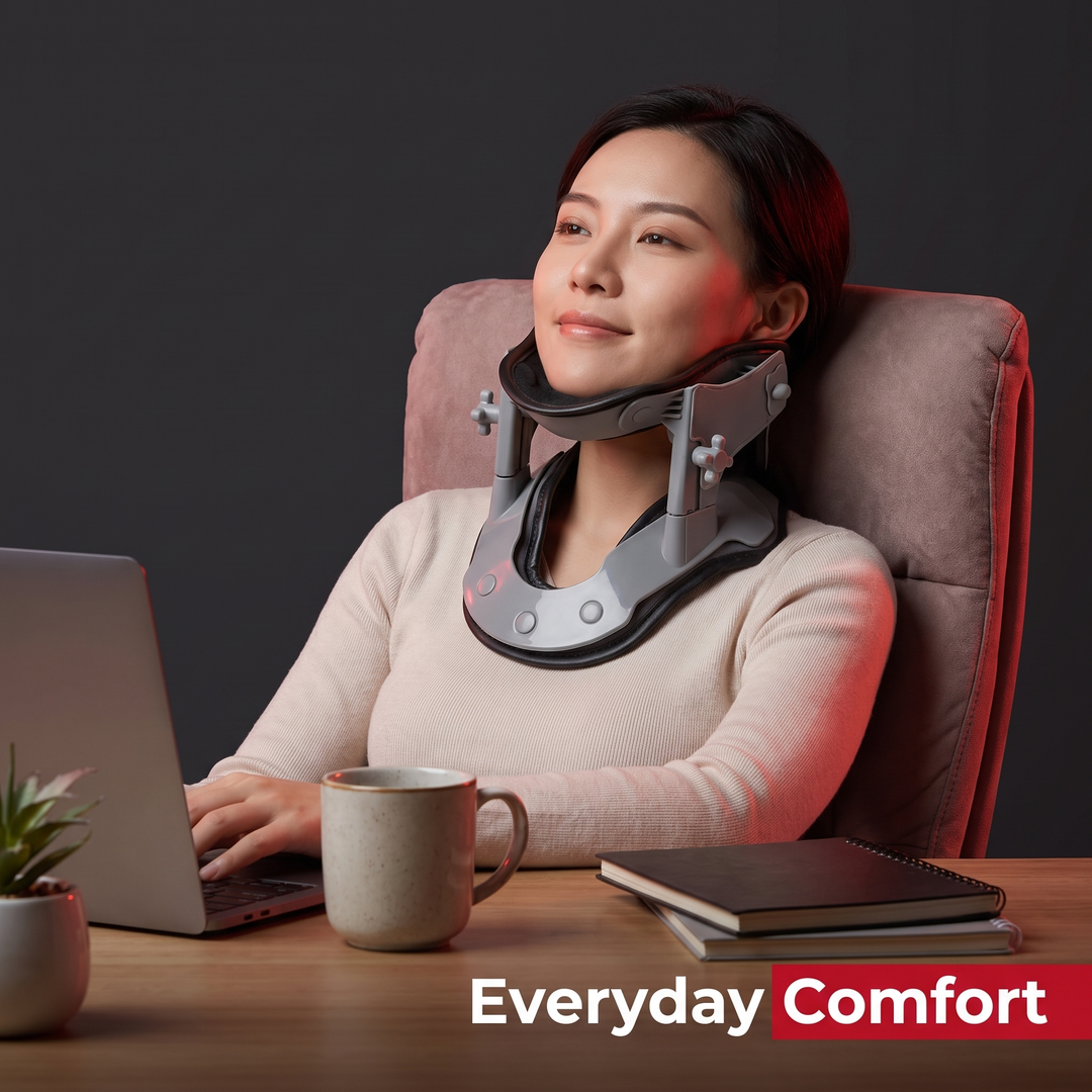 Adjustable Infrared Heating Neck Traction Collar Cervical Support Brace Neck Stretcher for Pain Relief Posture Correction Physiotherapy Recovery Home Use
