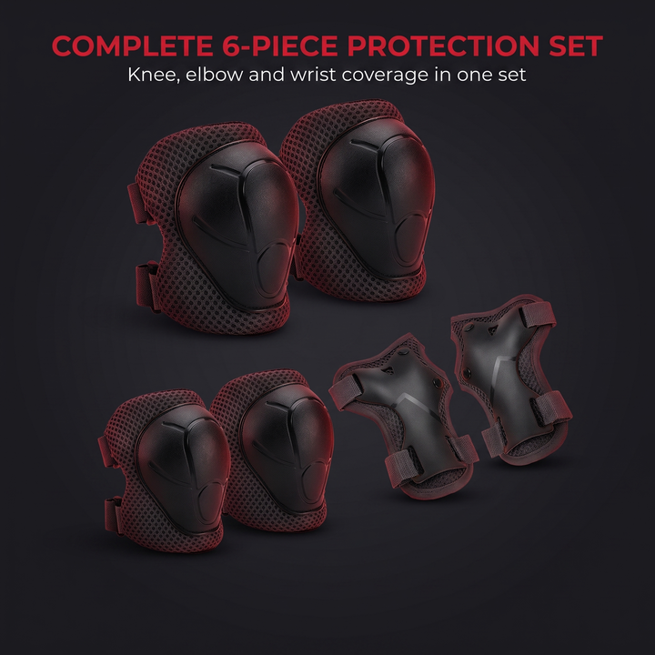 Adjustable Kids Knee Pads Elbow Pads Wrist Guards 6 Piece Protective Gear Set for Toddlers Boys Girls Skating Cycling Safety Protection Age 3 to 7