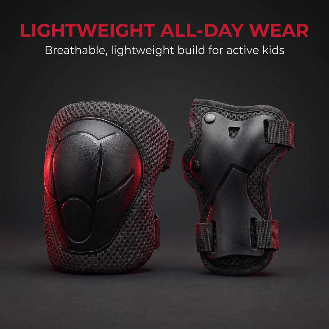 Adjustable Kids Knee Pads Elbow Pads Wrist Guards 6 Piece Protective Gear Set for Toddlers Boys Girls Skating Cycling Safety Protection Age 3 to 7
