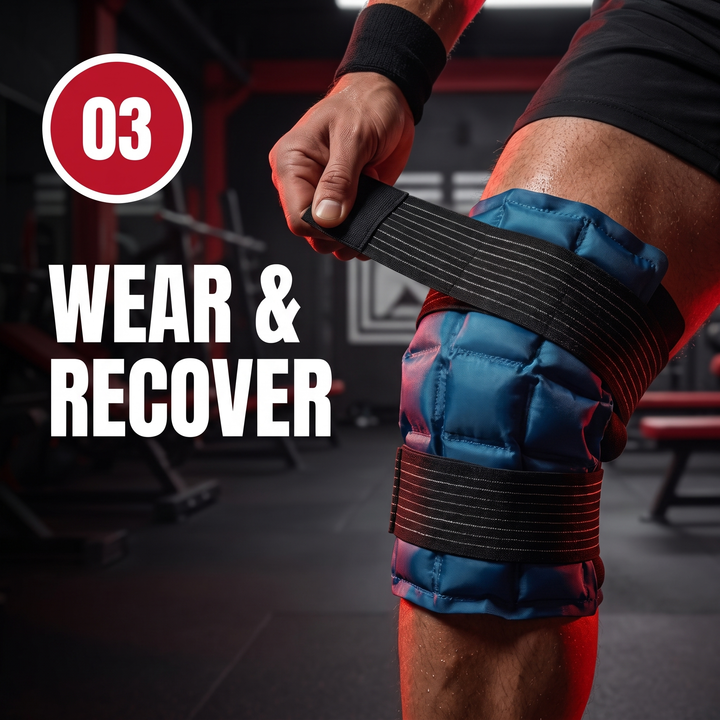 Adjustable Knee Ice Pack Wrap Hot Cold Compress Reusable Gel-Free Ice Pack with Elastic Strap for Shoulder Back Neck Ankle Recovery