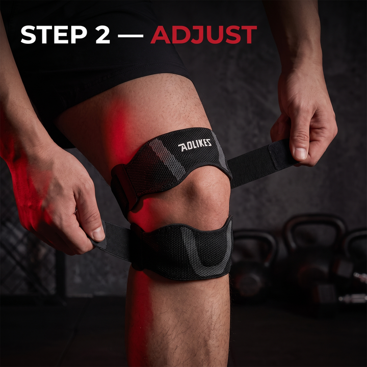 Adjustable Patella Knee Strap with Ergonomic Silicone Pad Patellar Tendon Support Compression Brace Breathable Sports Knee Band for Running Cycling Fitness