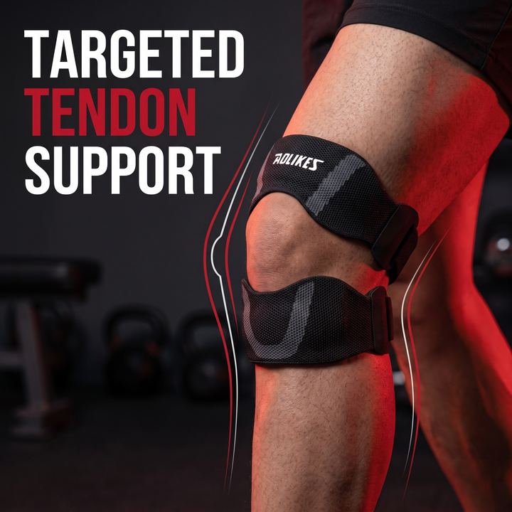 Adjustable Patella Knee Strap with Ergonomic Silicone Pad Patellar Tendon Support Compression Brace Breathable Sports Knee Band for Running Cycling Fitness