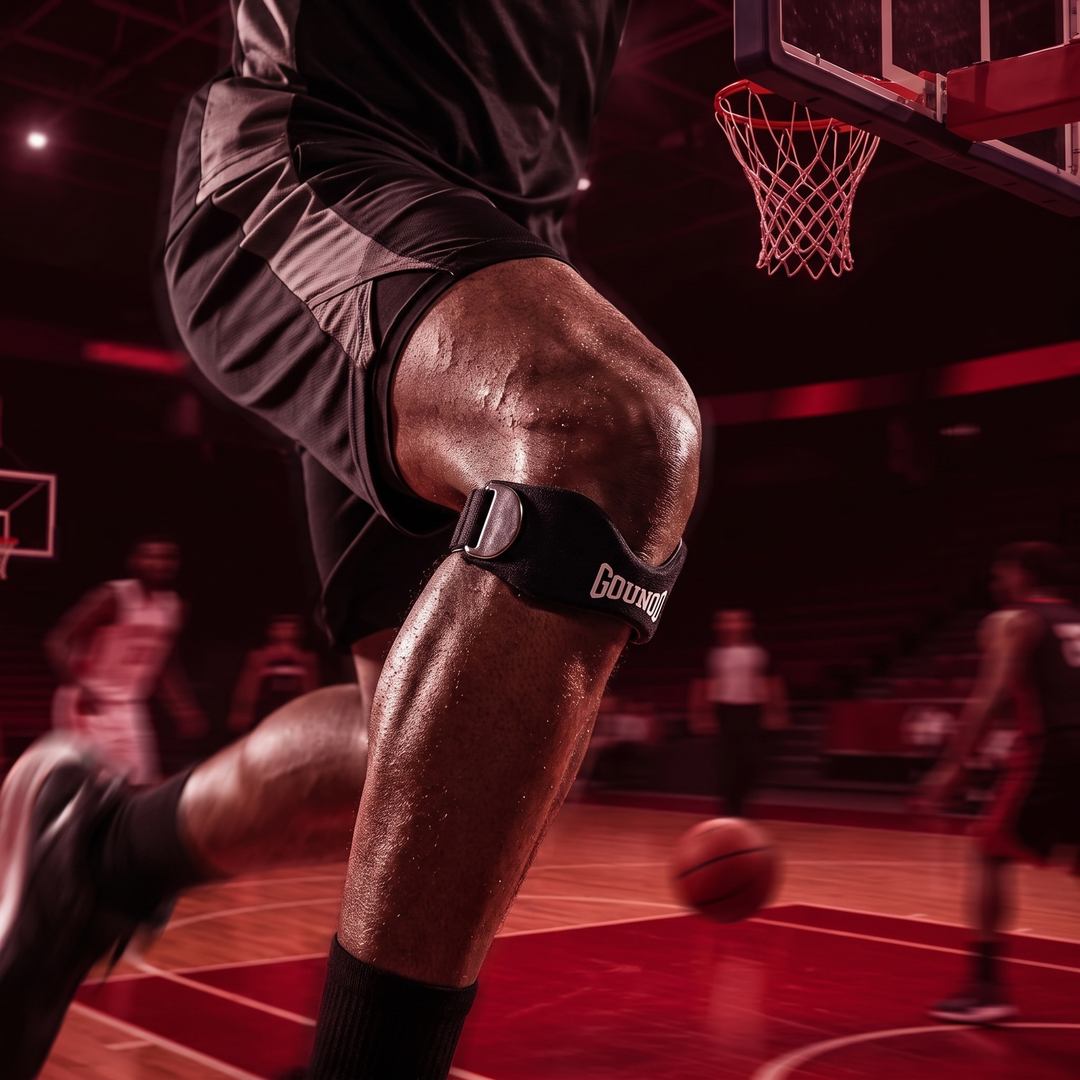 Adjustable Patella Tendon Knee Strap Patellar Support Brace Silicone Pressure Pad Knee Pain Relief Band for Running Basketball Gym Fitness