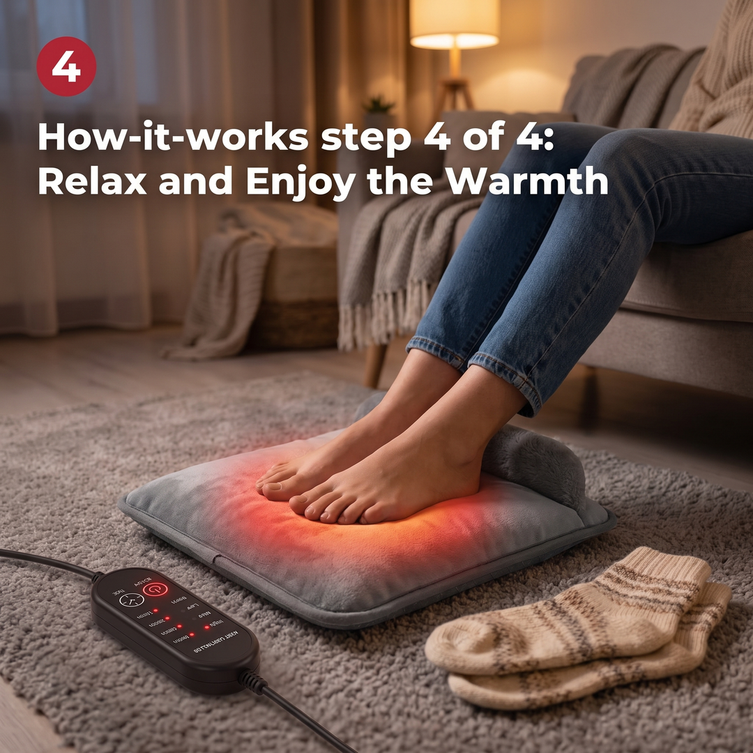 Electric Foot Heating Pad Adjustable Heat Settings Foot Warmer Mat 4 Heat Levels 4 Timers Fast Heating for Bed Office Home Winter Use