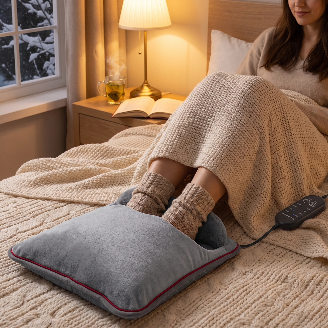 Electric Foot Heating Pad Adjustable Heat Settings Foot Warmer Mat 4 Heat Levels 4 Timers Fast Heating for Bed Office Home Winter Use