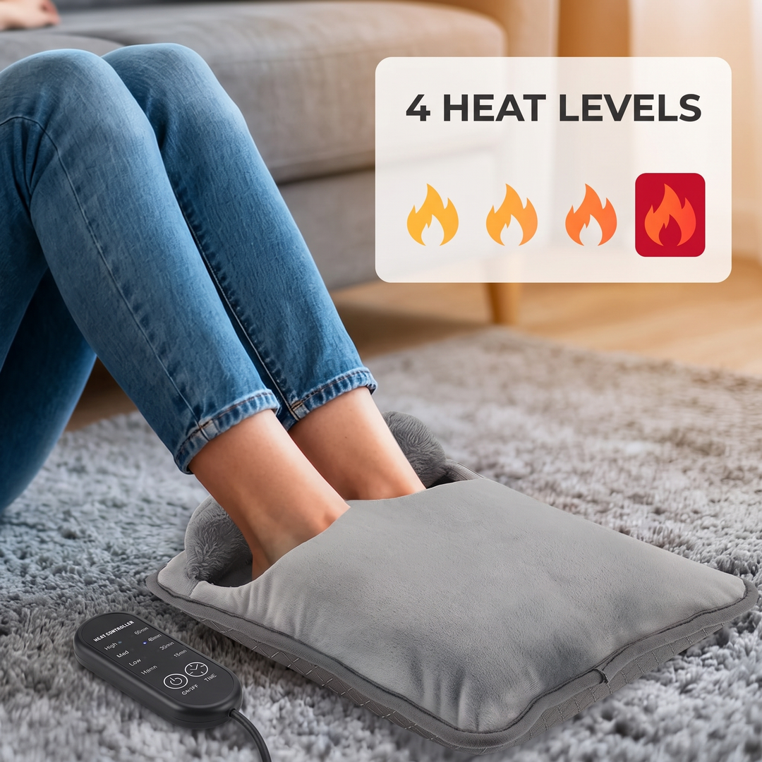 Electric Foot Heating Pad Adjustable Heat Settings Foot Warmer Mat 4 Heat Levels 4 Timers Fast Heating for Bed Office Home Winter Use