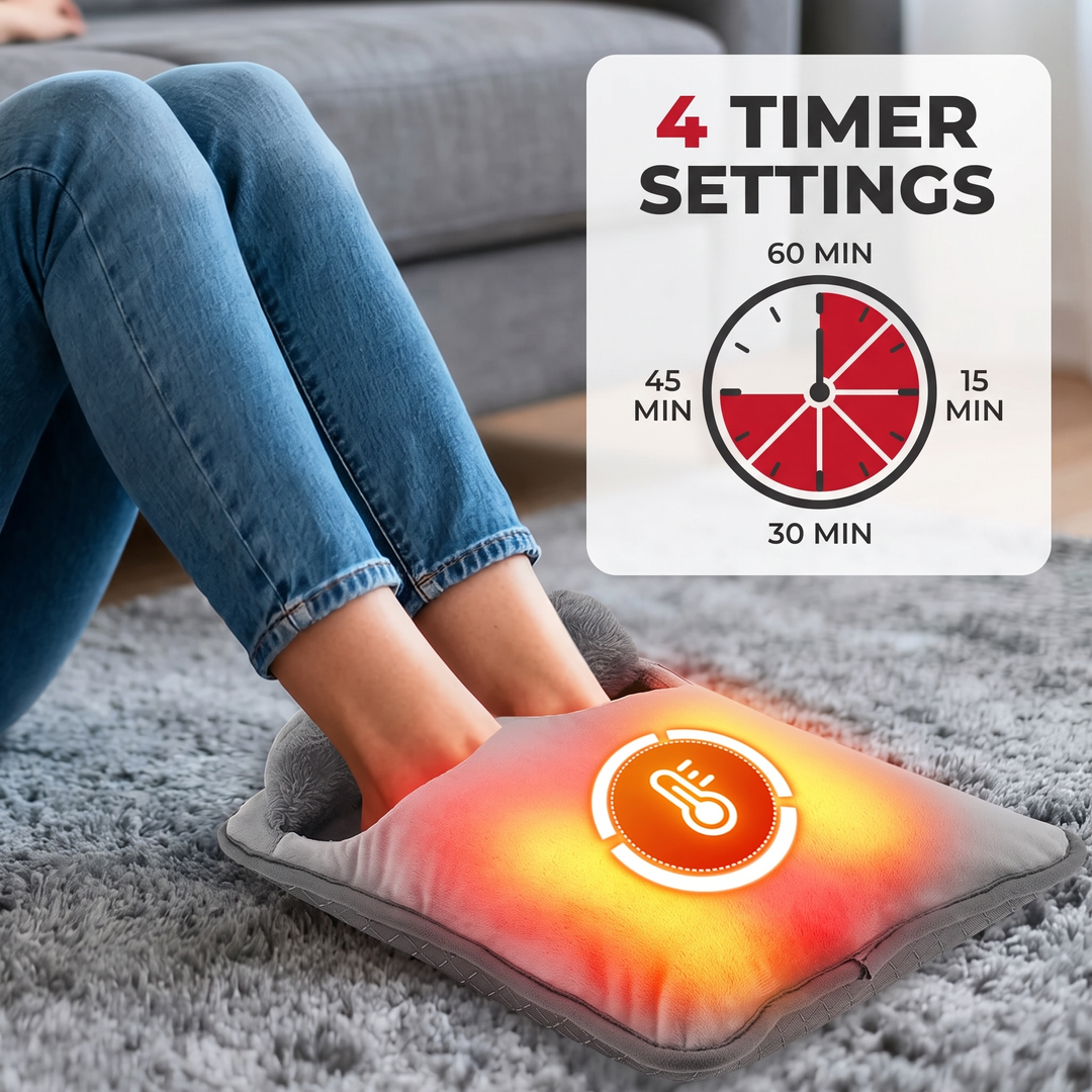 Electric Foot Heating Pad Adjustable Heat Settings Foot Warmer Mat 4 Heat Levels 4 Timers Fast Heating for Bed Office Home Winter Use