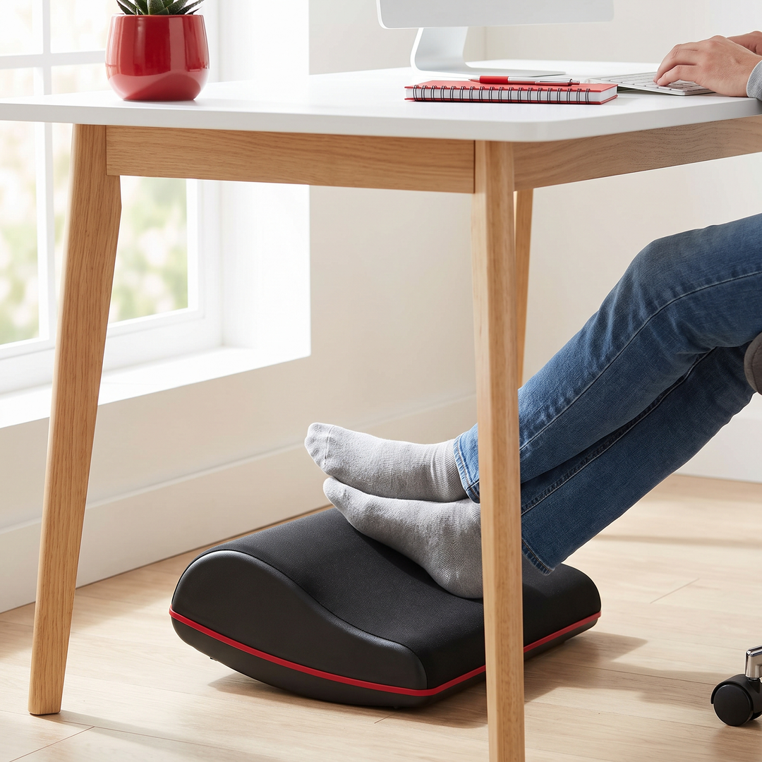 Ergonomic Adjustable Under Desk Foot Rest 2-in-1 Footrest for Home Office Chair Support Lumbar Back Knee Comfort Posture Aid