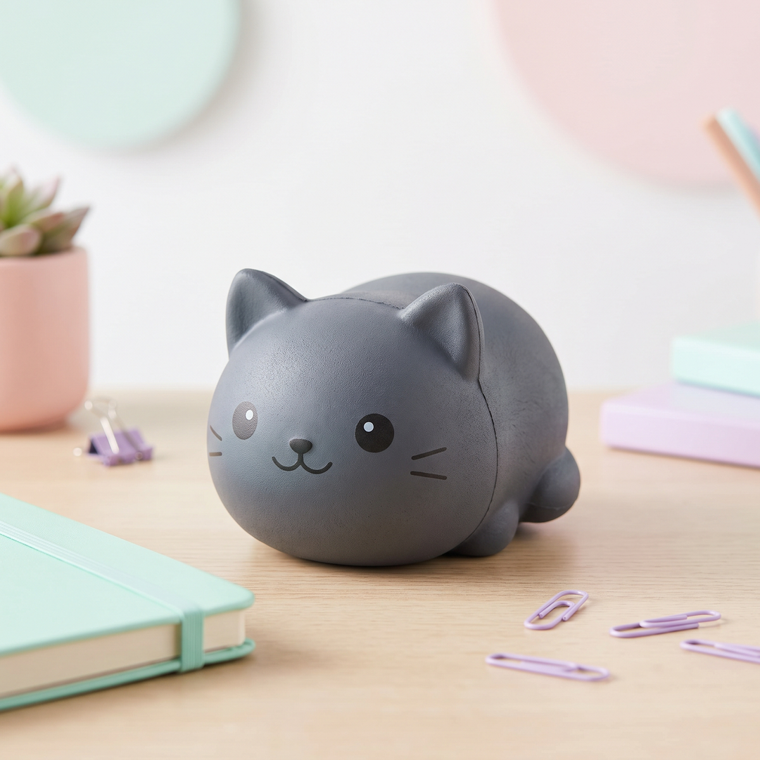 Ergonomic Cat Squishy Stress Relief Toy PU Foam Slow Rising Squeeze Ball Sensory Fidget Toy Anxiety Relief Desktop Ornament for Adults and Kids