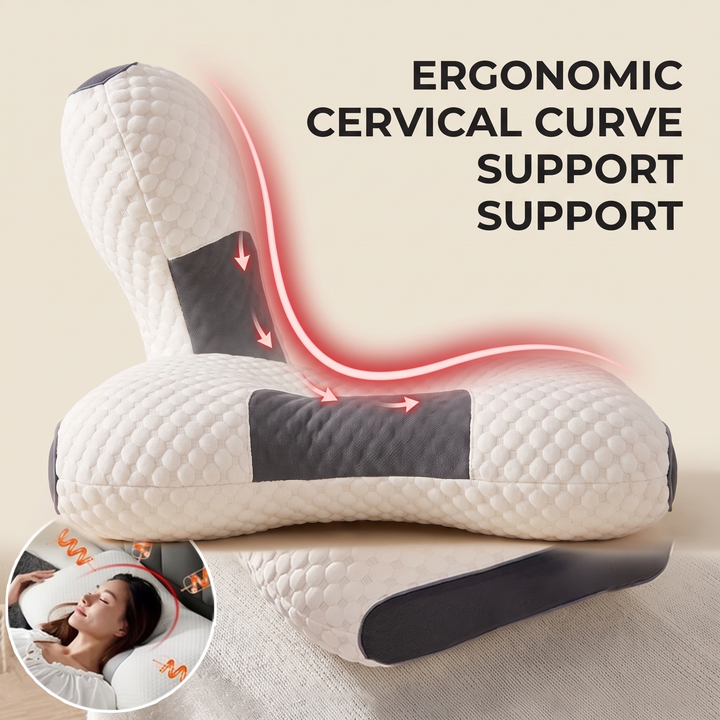 Ergonomic Cervical Neck Pillow Orthopedic Support Pillow for Sleeping Soybean Fiber SPA Massage Pillow Neck Pain Relief Home Use