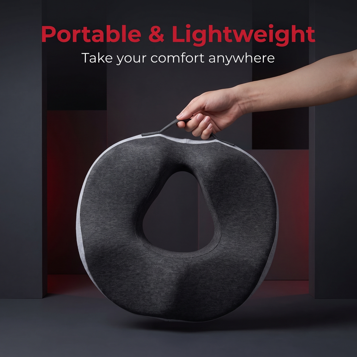 Ergonomic Memory Foam Donut Seat Cushion Coccyx Support Pillow for Tailbone Pain Sciatica Hemorrhoids Pressure Relief Office Chair Home Use