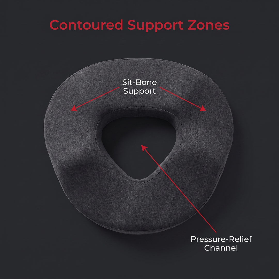 Ergonomic Memory Foam Donut Seat Cushion Coccyx Support Pillow for Tailbone Pain Sciatica Hemorrhoids Pressure Relief Office Chair Home Use