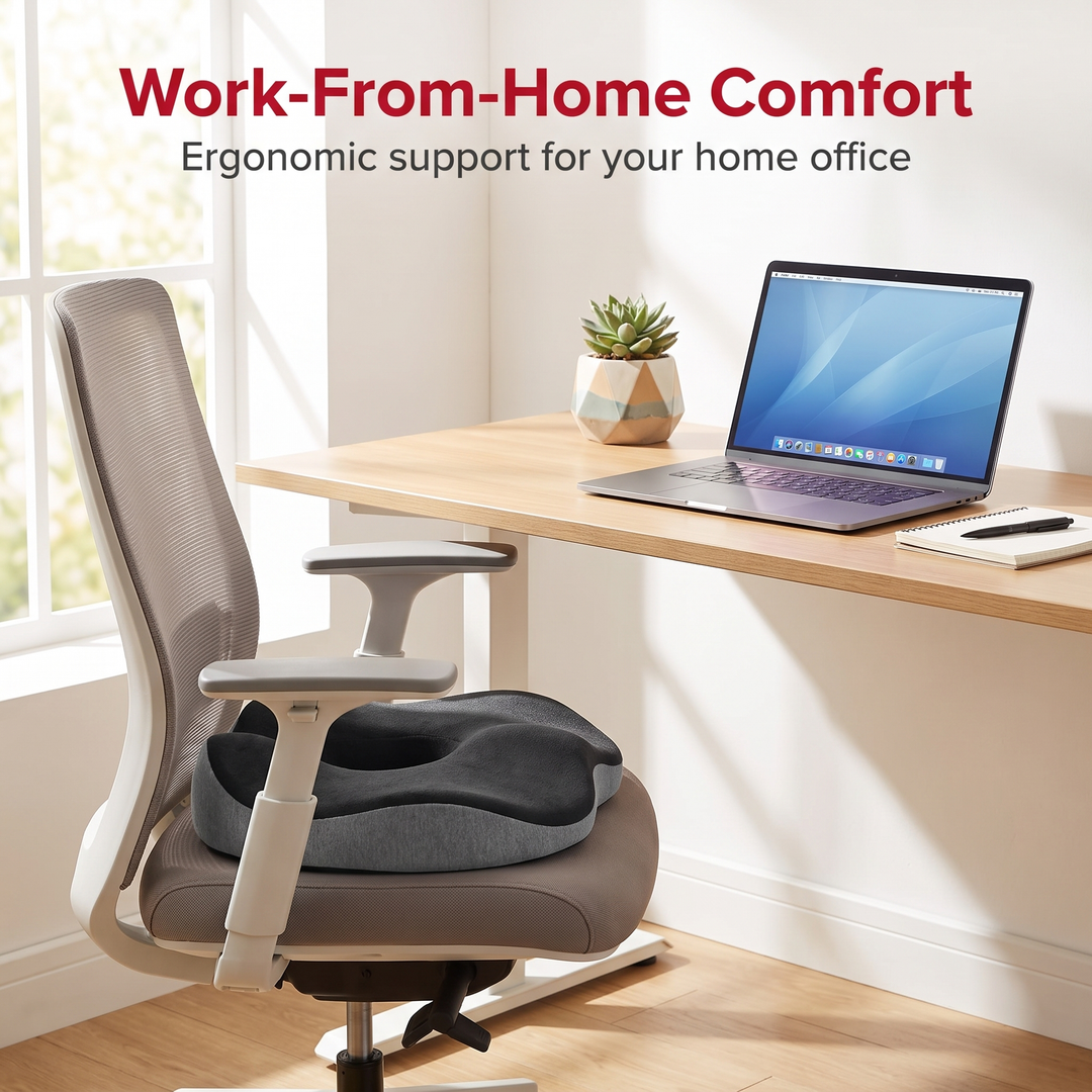 Ergonomic Memory Foam Donut Seat Cushion Coccyx Support Pillow for Tailbone Pain Sciatica Hemorrhoids Pressure Relief Office Chair Home Use