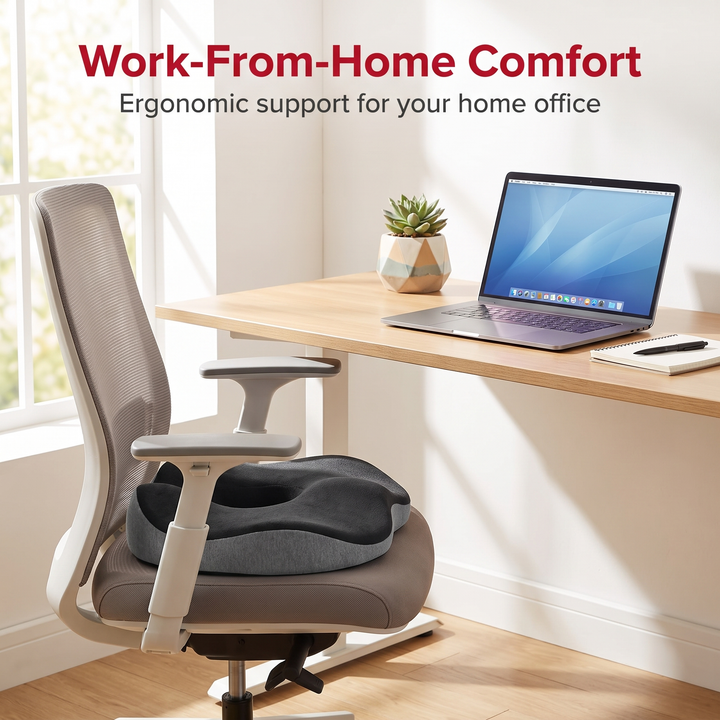 Ergonomic Memory Foam Donut Seat Cushion Coccyx Support Pillow for Tailbone Pain Sciatica Hemorrhoids Pressure Relief Office Chair Home Use