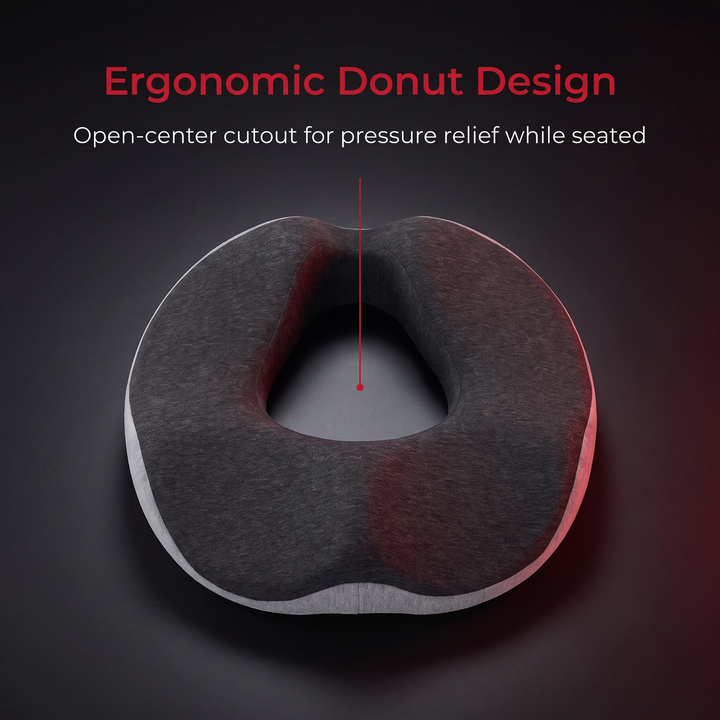 Ergonomic Memory Foam Donut Seat Cushion Coccyx Support Pillow for Tailbone Pain Sciatica Hemorrhoids Pressure Relief Office Chair Home Use
