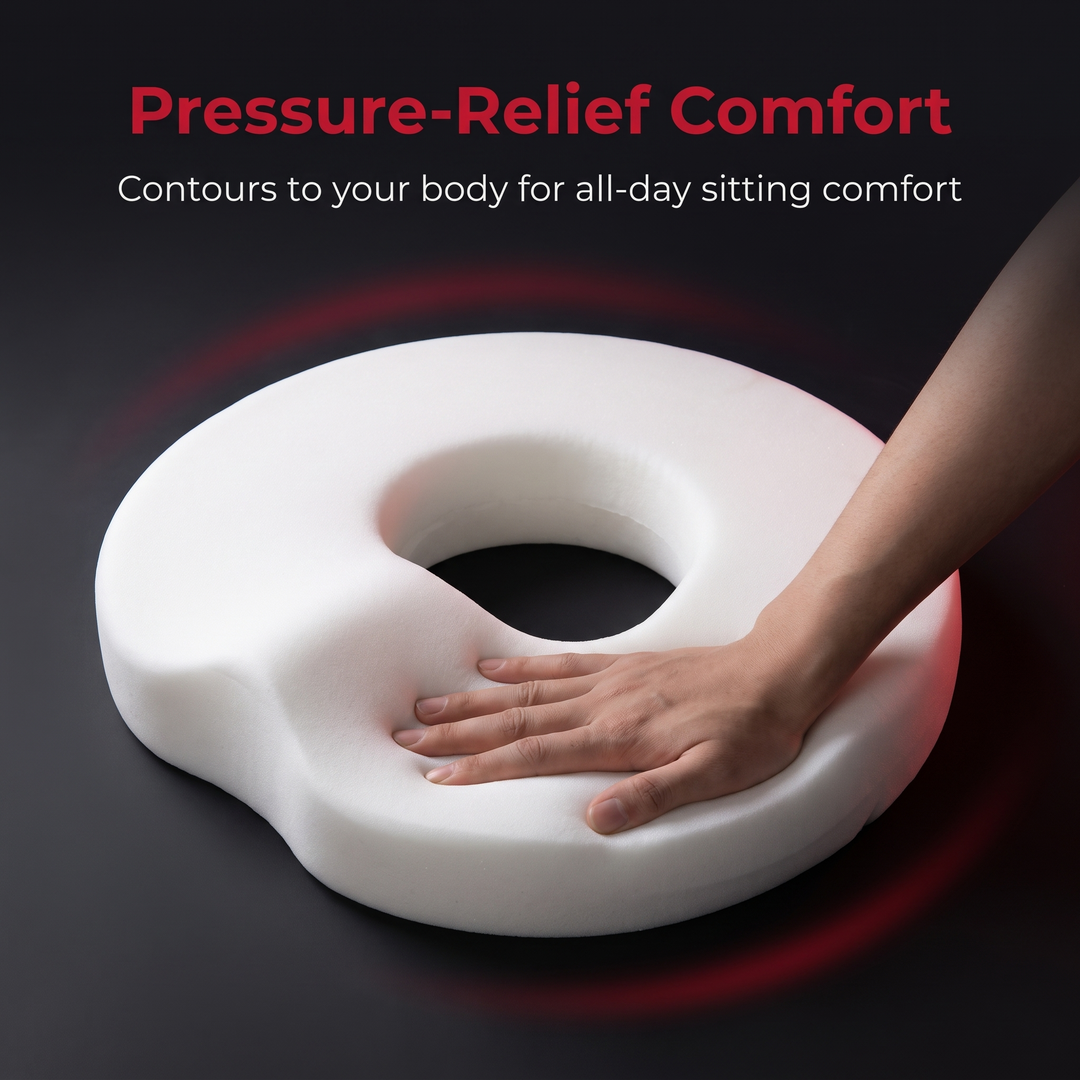 Ergonomic Memory Foam Donut Seat Cushion Coccyx Support Pillow for Tailbone Pain Sciatica Hemorrhoids Pressure Relief Office Chair Home Use