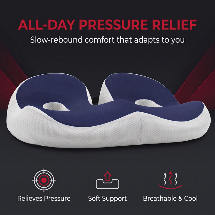 Ergonomic Memory Foam Seat Cushion Coccyx Tailbone Pain Relief Cushion Pressure Relief Office Chair Pad Slow Rebound Foam Sitting Pad for Home Office Wheelchair Daily Use