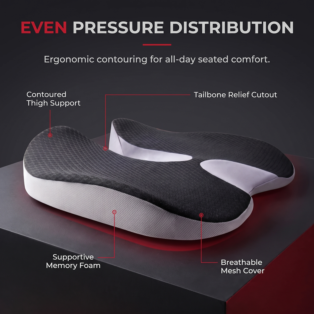 Ergonomic Memory Foam Seat Cushion for Car Office Chair Home Chair Hip Pain Relief Posture Support Comfortable Cushion for Long Sitting