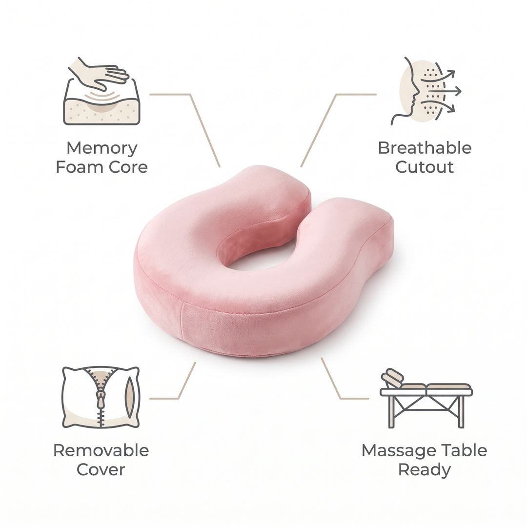 Ergonomic Prone Face Down Pillow Memory Foam Headrest for Massage Table Beauty Salon Physiotherapy Rest Support Cushion