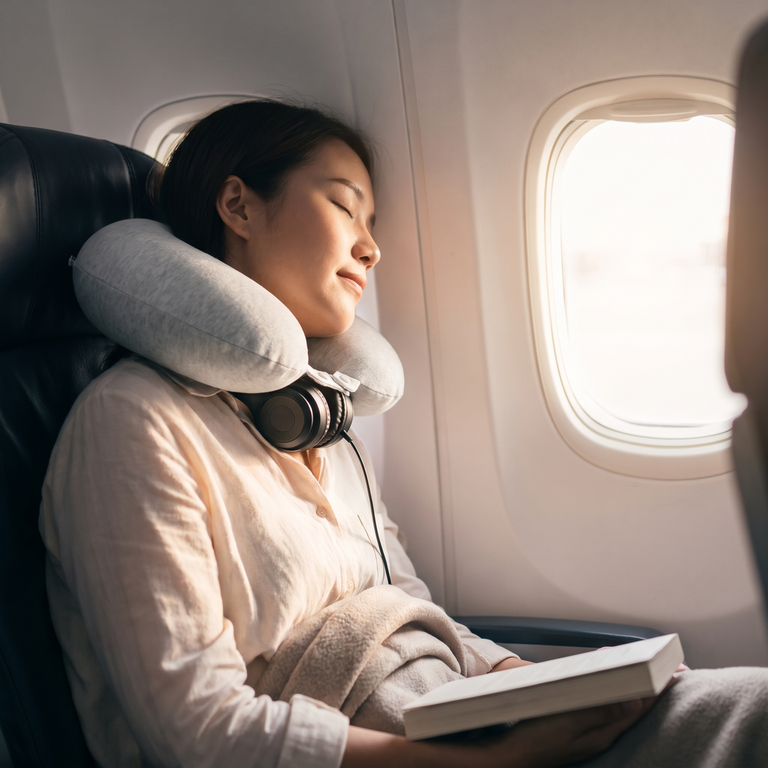 Ergonomic Travel Neck Pillow Memory Foam U-Shaped Neck Support Pillow Adjustable Portable Soft Cervical Rest Pillow for Travel Sleep Office Nap Recovery