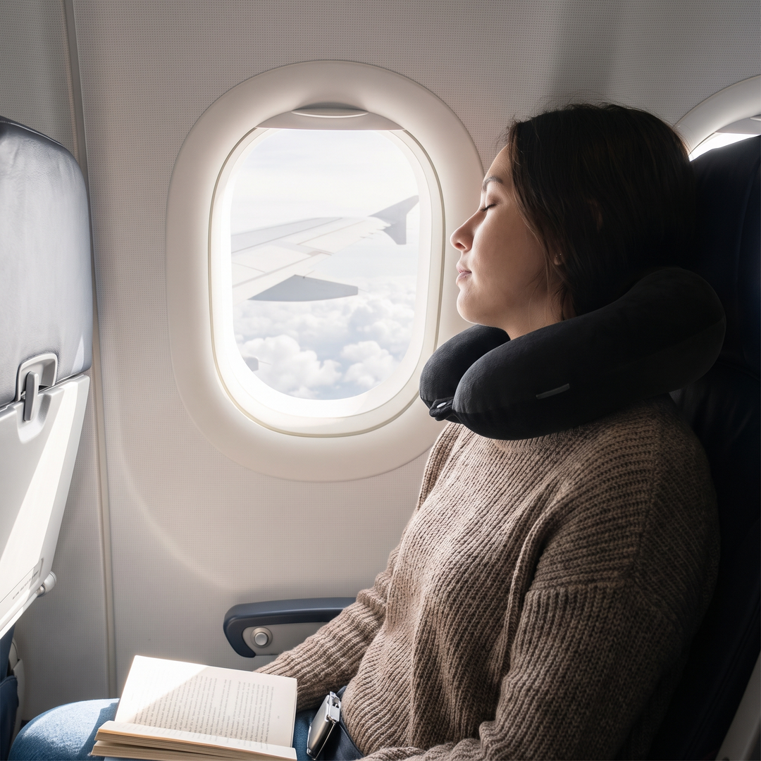 Ergonomic Travel Neck Pillow U-Shape Memory Foam Head and Neck Support Pillow for Airplane Office Nap Cervical Comfort Home and Travel Use