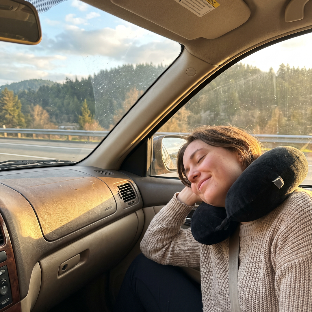 Ergonomic Travel Neck Pillow U-Shape Memory Foam Head and Neck Support Pillow for Airplane Office Nap Cervical Comfort Home and Travel Use