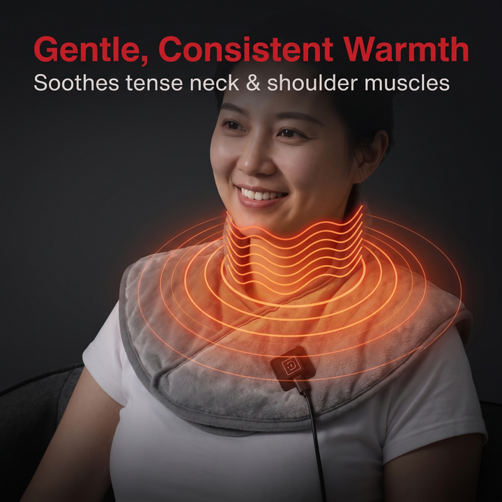Heated Shoulder Neck Wrap Electric Heating Pad USB Powered Adjustable Heat Settings Muscle Tension Support Pad for Neck Back Shoulder Relaxation Home Office Use