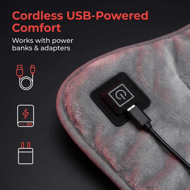 Heated Shoulder Neck Wrap Electric Heating Pad USB Powered Adjustable Heat Settings Muscle Tension Support Pad for Neck Back Shoulder Relaxation Home Office Use