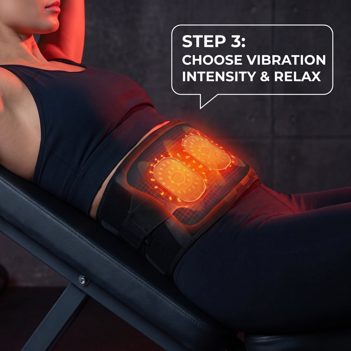 Heated Waist Support Belt Vibration Massage Lumbar Brace Adjustable Heat Levels Back Pain Relief Abdomen Warmer Home Use Recovery