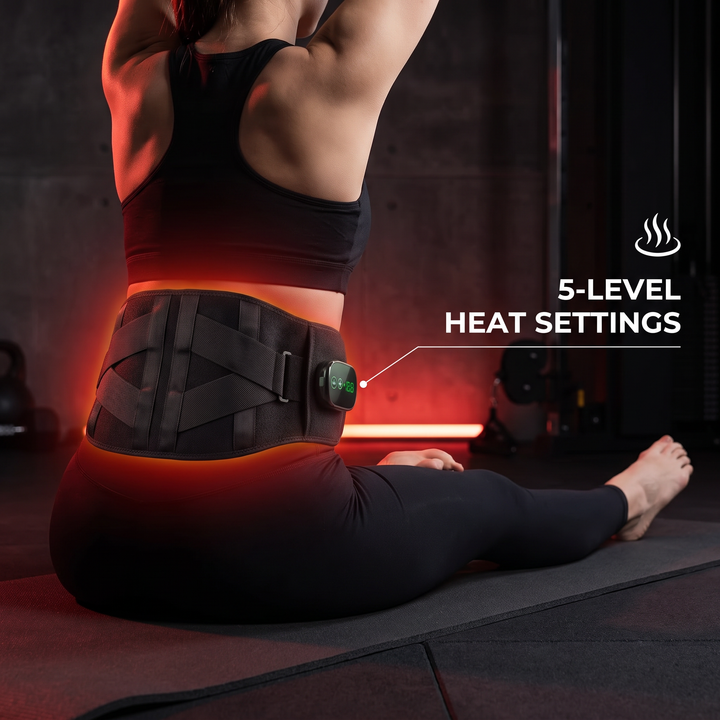 Heated Waist Support Belt Vibration Massage Lumbar Brace Adjustable Heat Levels Back Pain Relief Abdomen Warmer Home Use Recovery