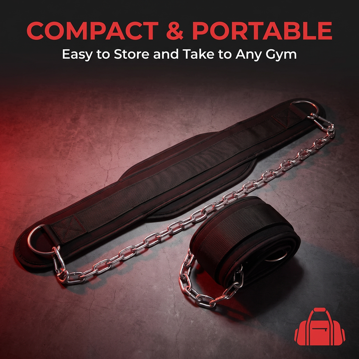 Heavy-Duty Dip Belt for Weightlifting with Chain Neoprene Waist Belt for Pull Ups Chin Ups Strength Training Home Gym Fitness Workout