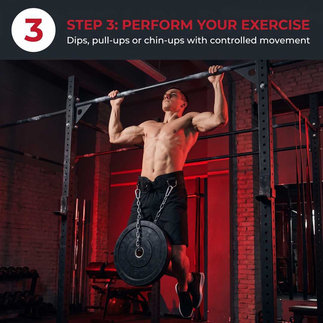 Heavy-Duty Dip Belt for Weightlifting with Chain Neoprene Waist Belt for Pull Ups Chin Ups Strength Training Home Gym Fitness Workout