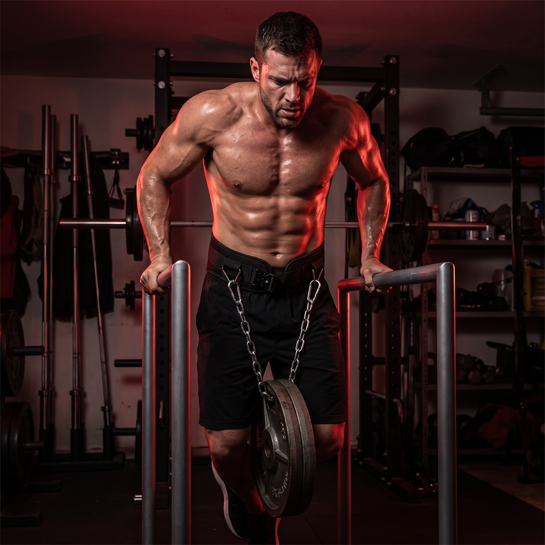 Heavy-Duty Dip Belt for Weightlifting with Chain Neoprene Waist Belt for Pull Ups Chin Ups Strength Training Home Gym Fitness Workout