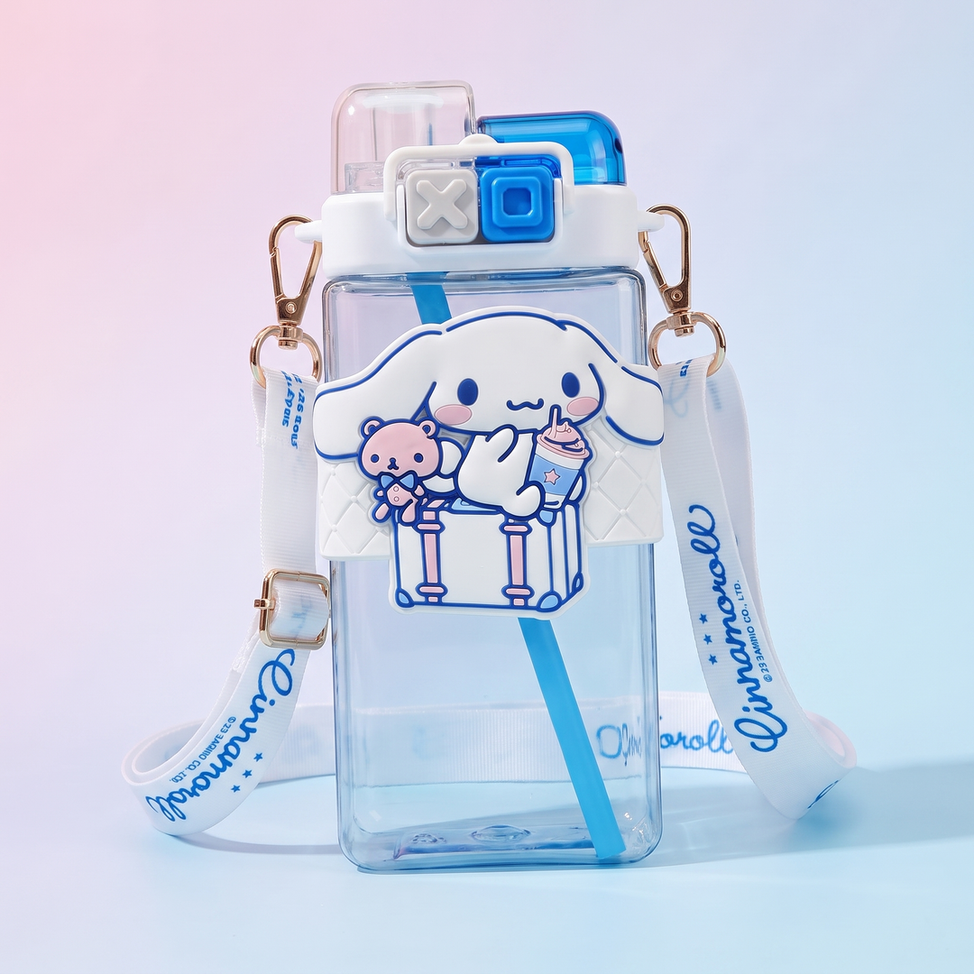 Kawaii Cartoon Character Large Capacity Plastic Straw Cup Portable Water Tumbler with Lid Cute Novelty Drinkware Gift for Friends Daily Use