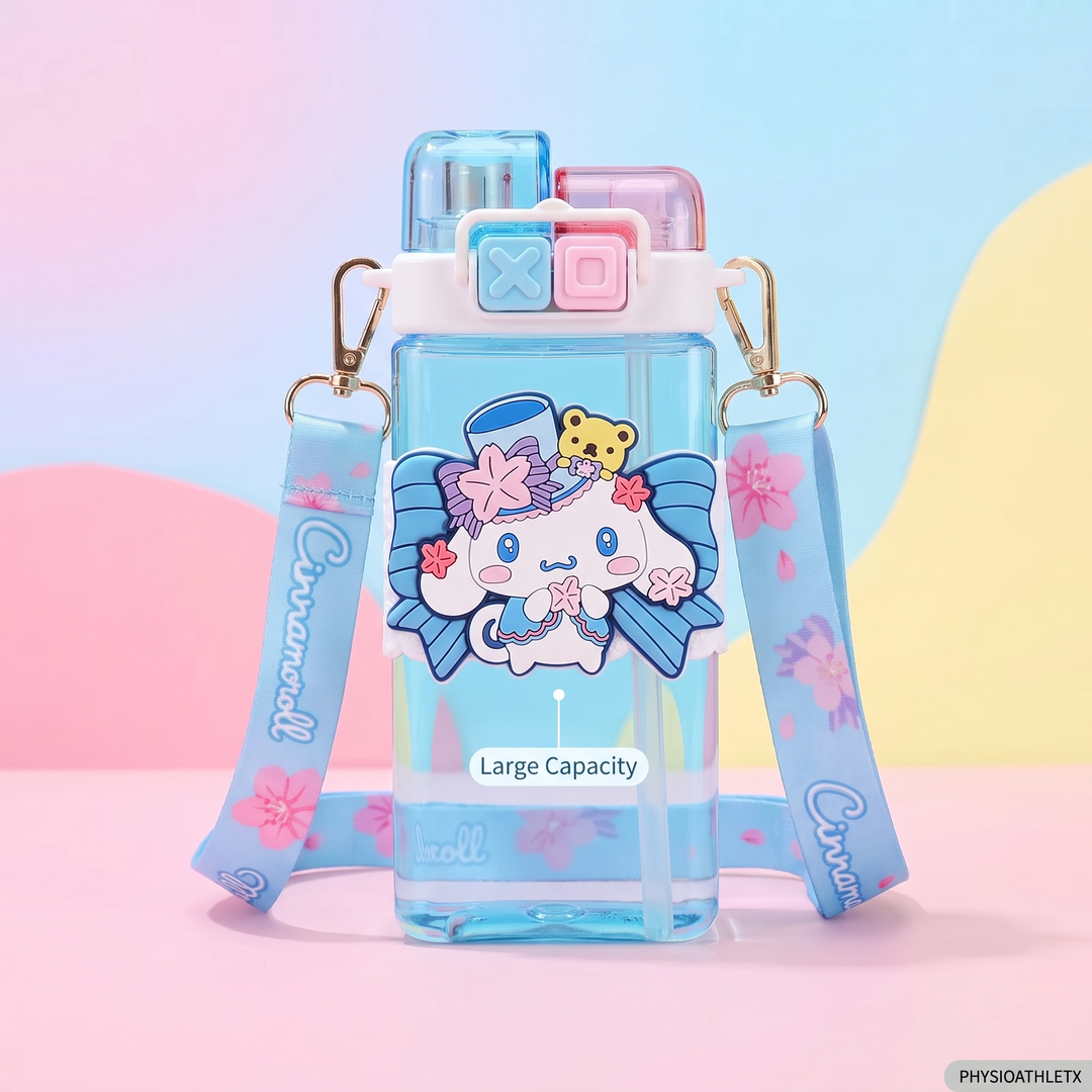 Kawaii Cartoon Character Large Capacity Plastic Straw Cup Portable Water Tumbler with Lid Cute Novelty Drinkware Gift for Friends Daily Use