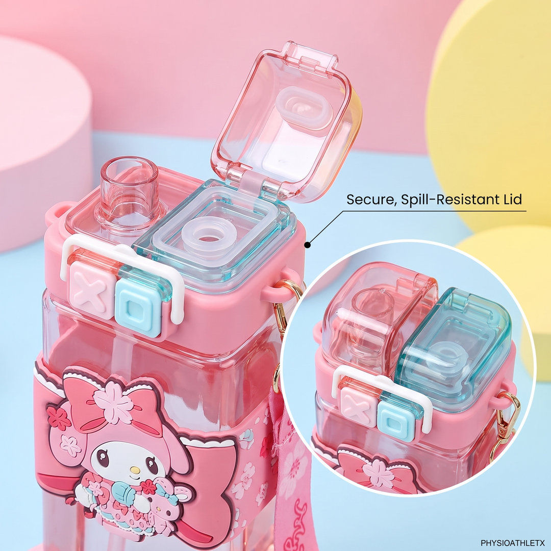 Kawaii Cartoon Character Large Capacity Plastic Straw Cup Portable Water Tumbler with Lid Cute Novelty Drinkware Gift for Friends Daily Use